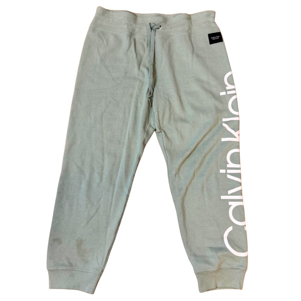 Calvin Klein mint green sweatpants with logo down the leg - size XXL